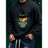 Men's Graphic Print Crew Neck Sweatshirt With Enchanter Lunar Guild Witch Hat Moon Halloween, Loose Fit Streetwear.