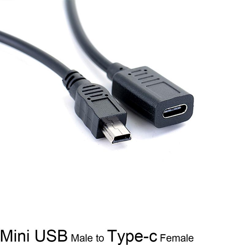 Mini-USB-Stecker auf Typ-C-Buchse Lade-Daten-Adapterkabel