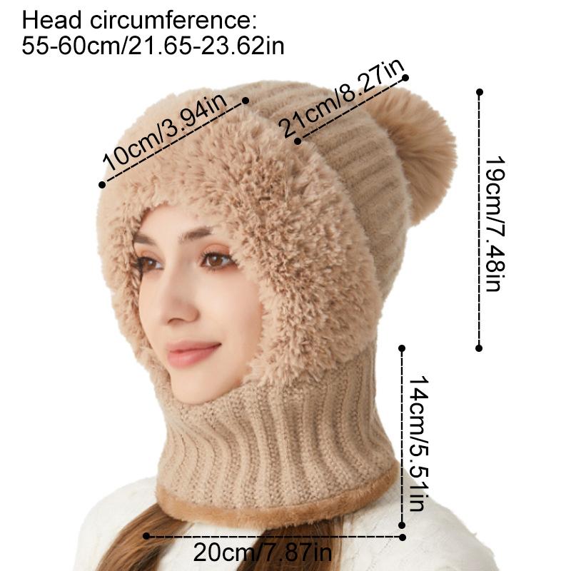 1Pc All-in-one Outdoor Hiking Winter Acrylic Fiber Warm Face and Neck Cover Plush Knitted Hat Cycling