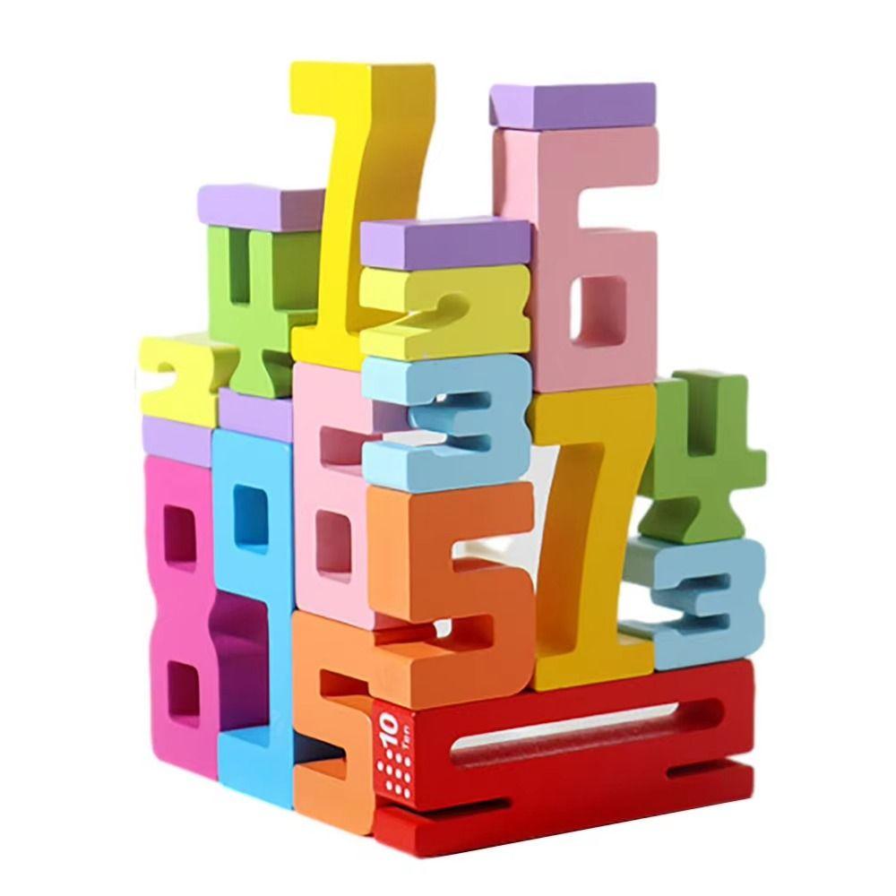 Educational 3D Digital Puzzle Wooden Stacking Blocks Digital Building Blocks  Kids Gift