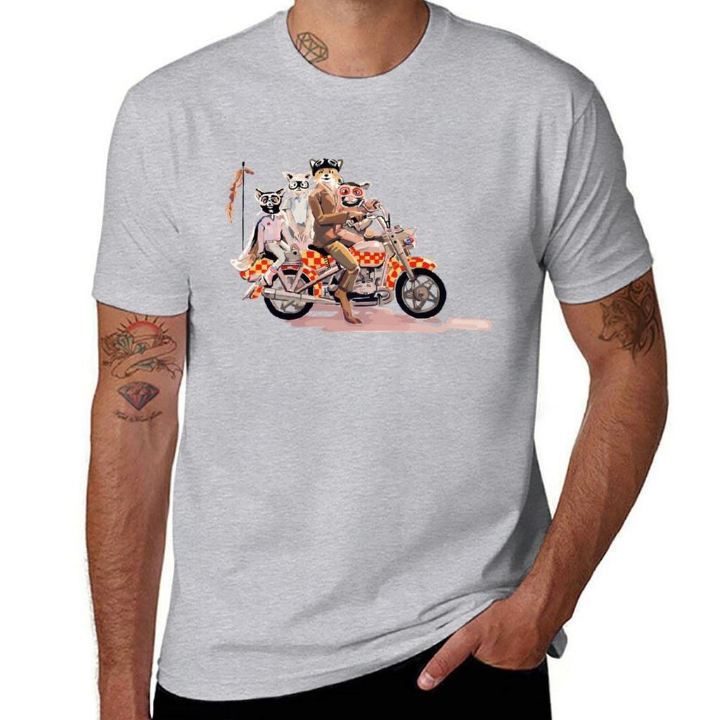 Schönes Andenken fantastische Mr. Fuchs Familie auf einem Motorrad Großartig Für Musikfan T-Shirt Anime Übergröße Oberteile schlichte T-Shirts Herren