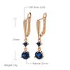 New Blue Natural Zircon Long Drop Earrings For Women  Rose Gold Trendy Simple Earrings  Romantic Vintage Jewelry