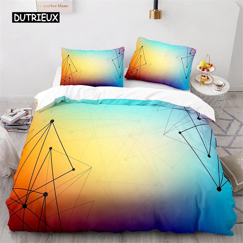Buntes Geometrisches Bettbezug-Set Psychedelischer Wirbel Bettwäsche-Set King Queen Für Kinder Erwachsene Zimmer Mikrofaser Abstrakt Quiltbezug