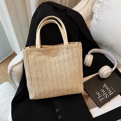 Summer New Woven Women's Large-capacity Portable Tote Bag Popular Casual Shoulder Underarm Bag Seaside Bag