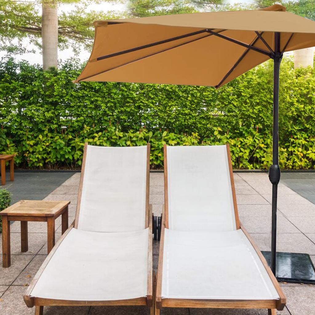 Half Umbrella Canopy Polyester Outdoor Half Umbrella Replacement Canopy Cover for Patio Garden Khaki