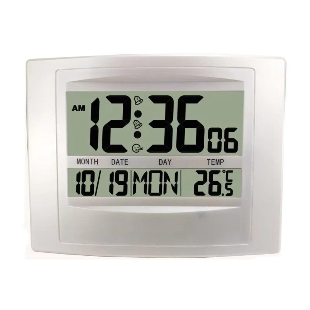 Large Display Digital Wall Clock Date Display Week Display Table Clock TEMP Display 2 Alarms Bedside Clock белый