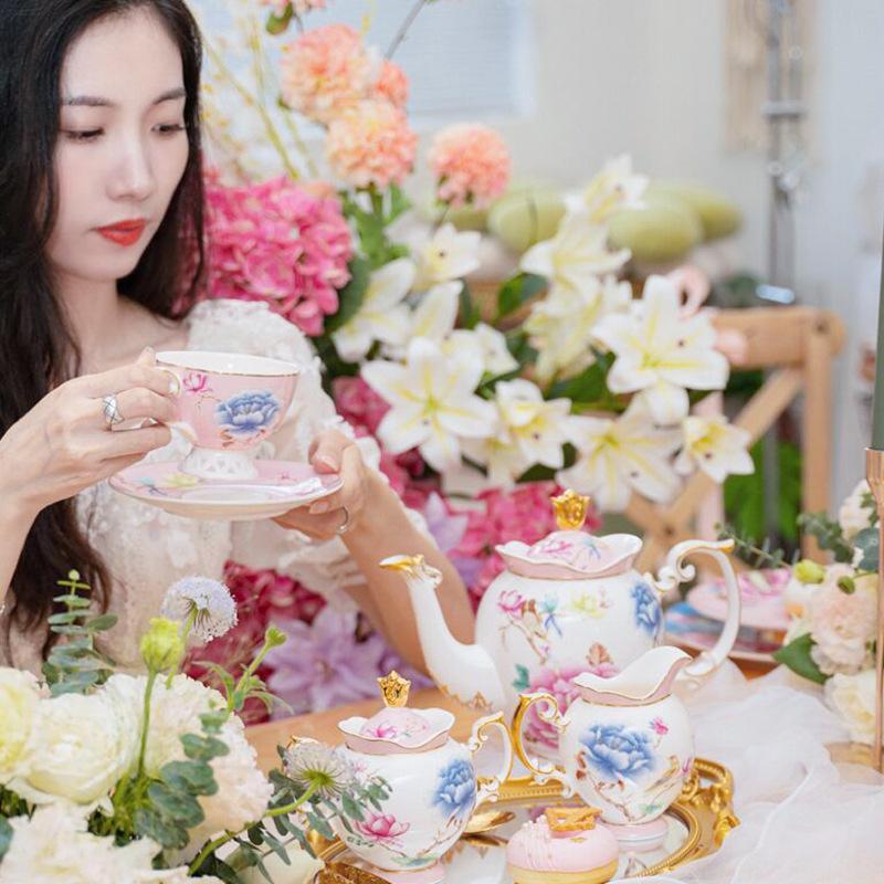 British Bone China Coffee Cup Set High Value Afternoon Tea Set Light Luxury Ceramic Household Tea Cup High-End Gift Box