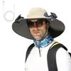 Outdoor Hat with Dual Power Supply Wide Brim Sun Hat with Built-in Solar Fan Fishing Hiking Gardening Hat