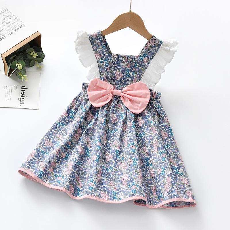 Girls Summer Floral Print Spaghetti Strap Dress Toddler Baby Princess Casual Party Sundress Kids Clothing 90cm