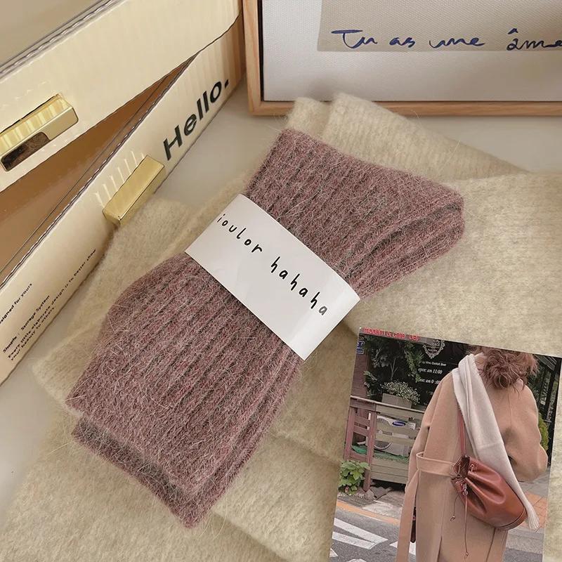 Thicken Warm Winter Socks Women Windproof Women Socks Sox Japanese Style Harajuku Solid Color Thermal Stockings For Women