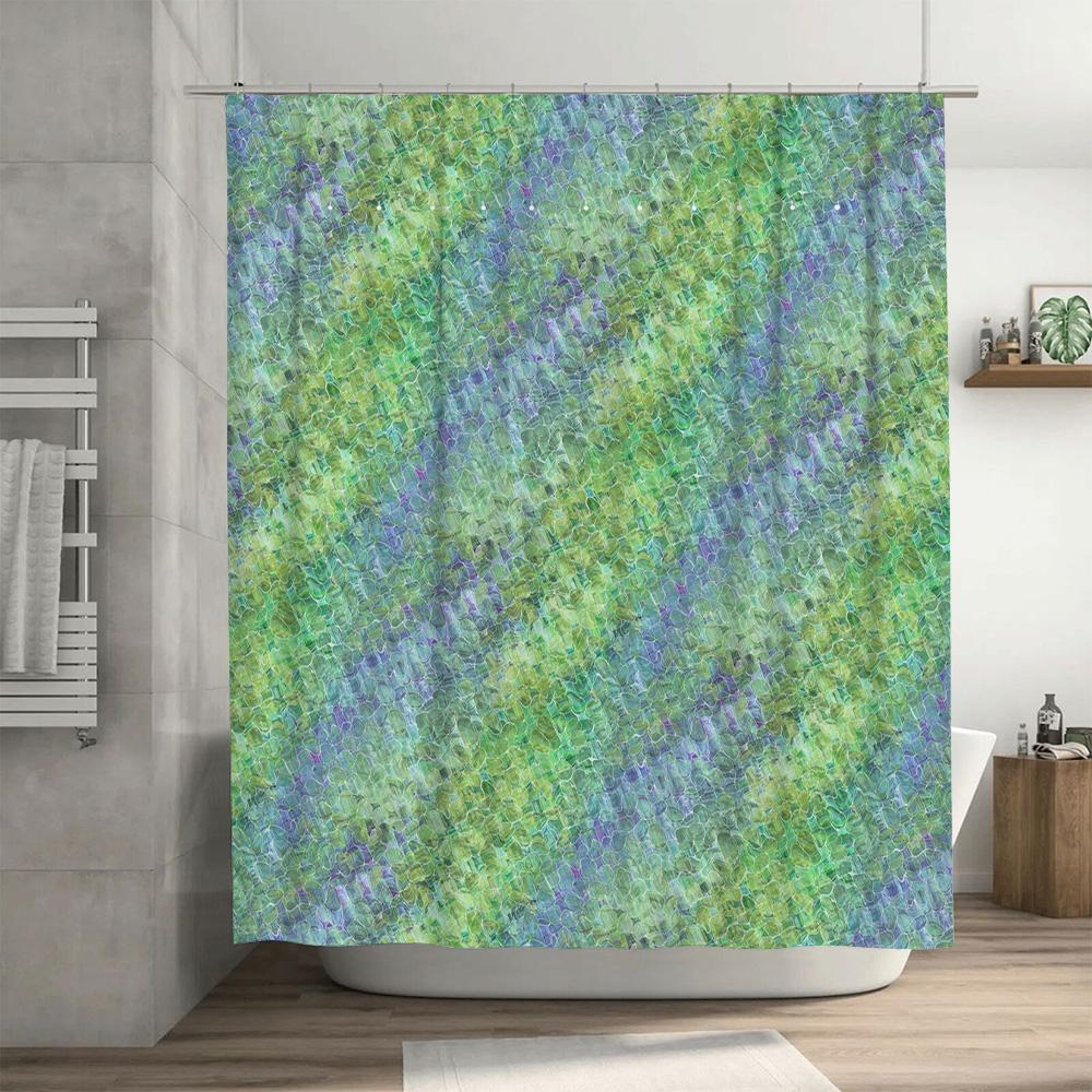Green Blue Abstract Pattern Shower Curtain Waterproof Bathroom Decorations 3D Print Bath Mat Set For Home Decoration Green Blue