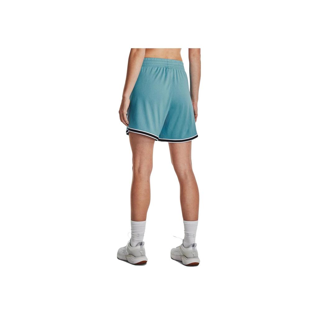 Under Armour Johnson Series Letter Print Lace-Up Mesh Reversible Shorts Women Bottoms Glacier-Blue 1377460-433