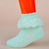 Kids Girls Fashion Solid Color Lace Trim Breathable Mesh Short Cotton Socks