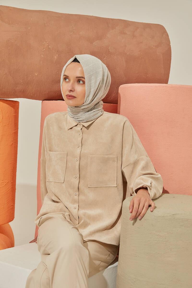 

Хлопковая шаль кремового цвета в полоску Miray İnci 85X190 жемчужный