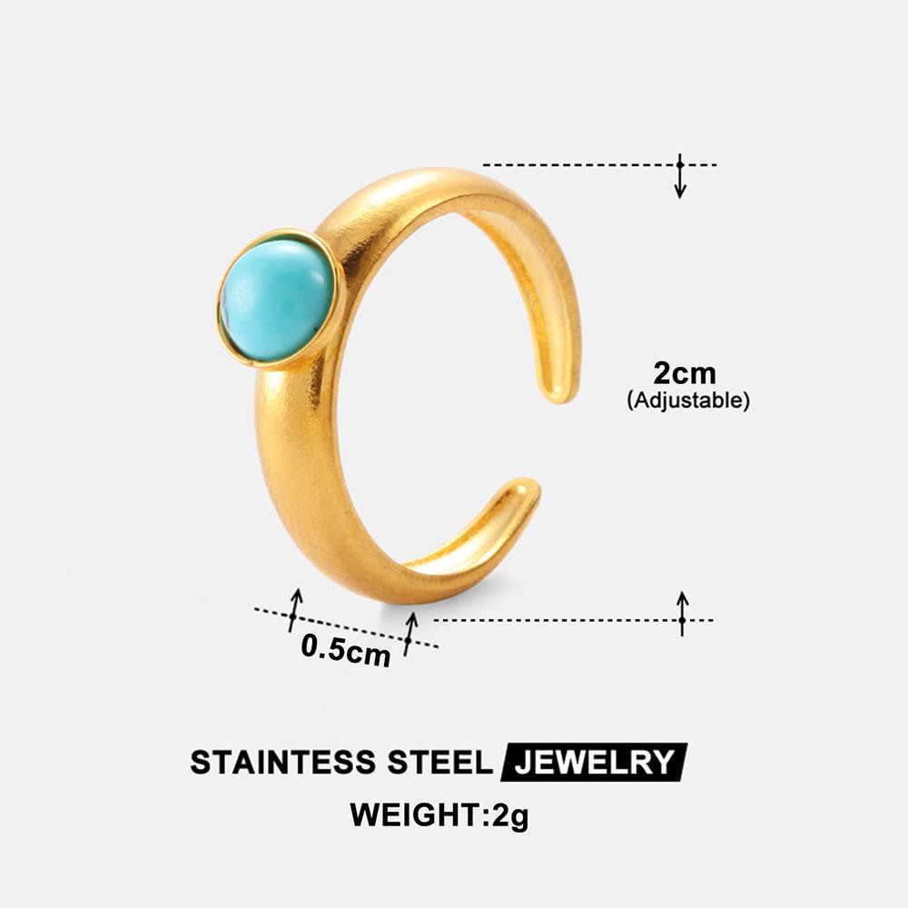 Boho Mehrfarbiger Türkis Edelstahl Offener Ring, Umweltfreundlich & Lichtecht, Schlichtes Titanstahl Design für Damen