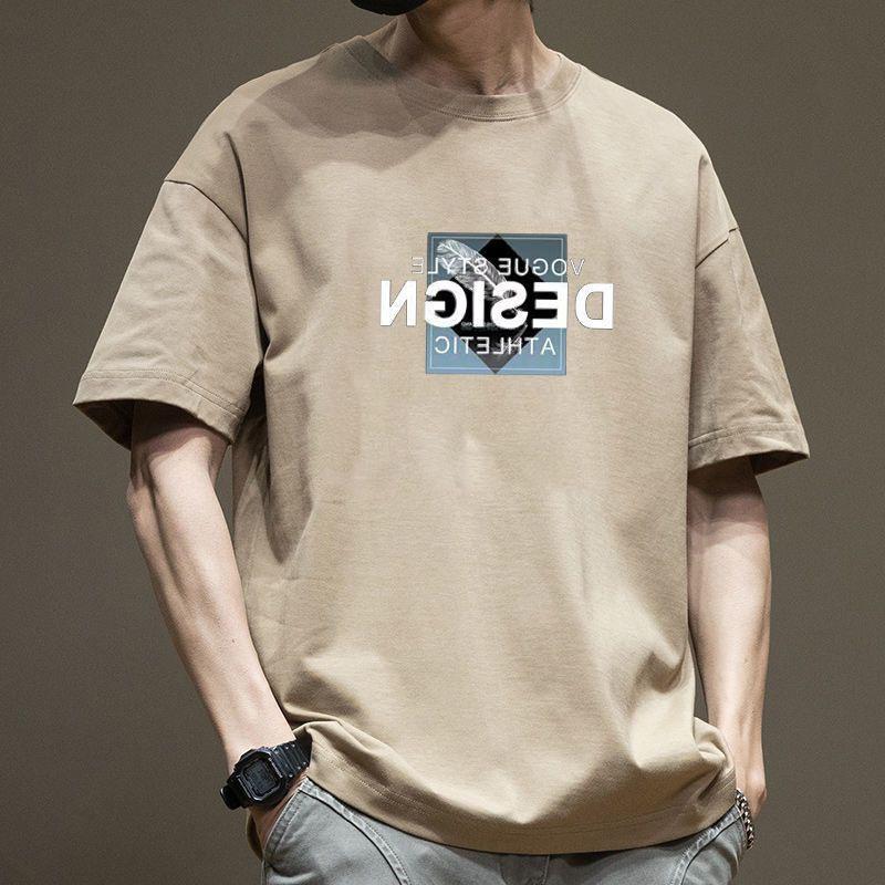Simple T-shirt Men's Print Summer Trendy Printed Cotton Short Sleeved Loose Trendy Breathable T-shirts