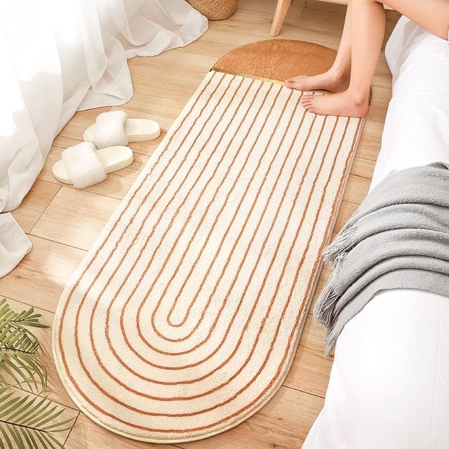 Rainbow Bedside Long Carpet Pattern Rainbow Carpets Non -Slip Living Room Floor Mat Stripe Nordic Area Rugs Bedroom Soft Mats