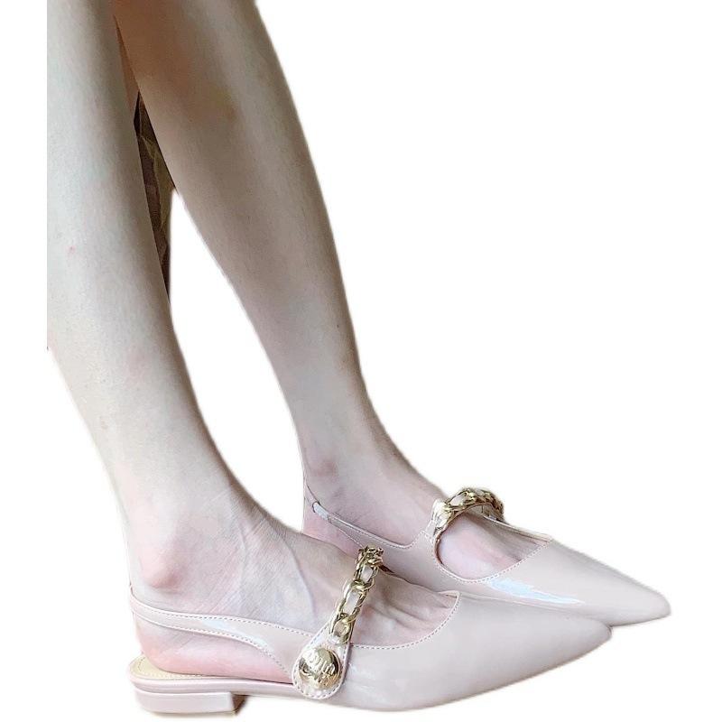 The Upper Feet Are Super Gentle!! Pointed Head Flat Bottom Lady Temperament Single Shoes Bag Head Empty Sandals