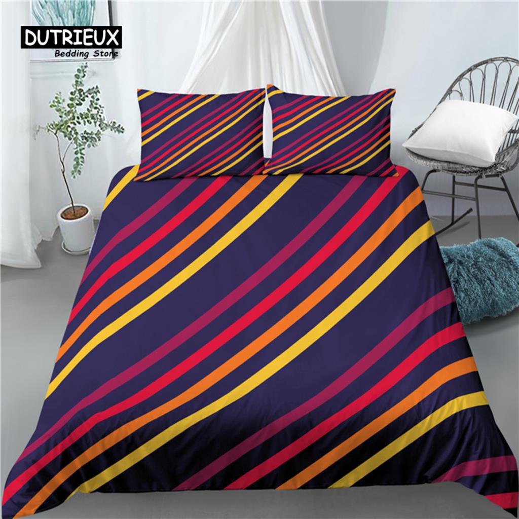 

Главная Жизнь Роскошь 3D Цветные Полоски Принт 2/3 Шт Удобный Пододеяльник Наволочка Постельное Белье Комплекты Королева и Король Размер ЕС/США/Австралия EU single(135x200cm)