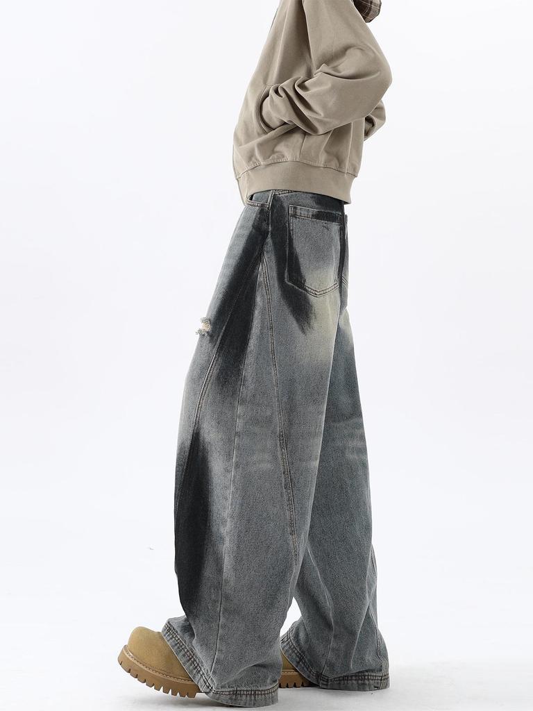 Men's Autumn Retro Wide-Leg Distressed Flare Jeans