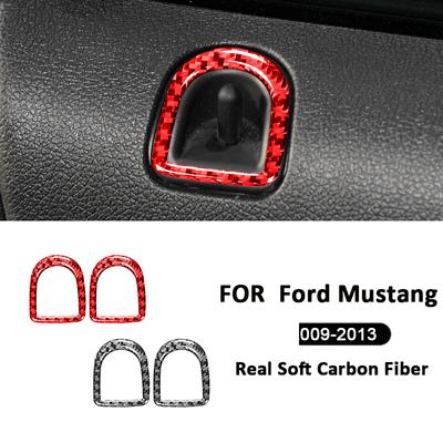 For Ford Mustang 2009-2013 Carbon Fiber Car Inner Door Lock Control Button Switch Panel Frame Decoration Sticker Interior Parts