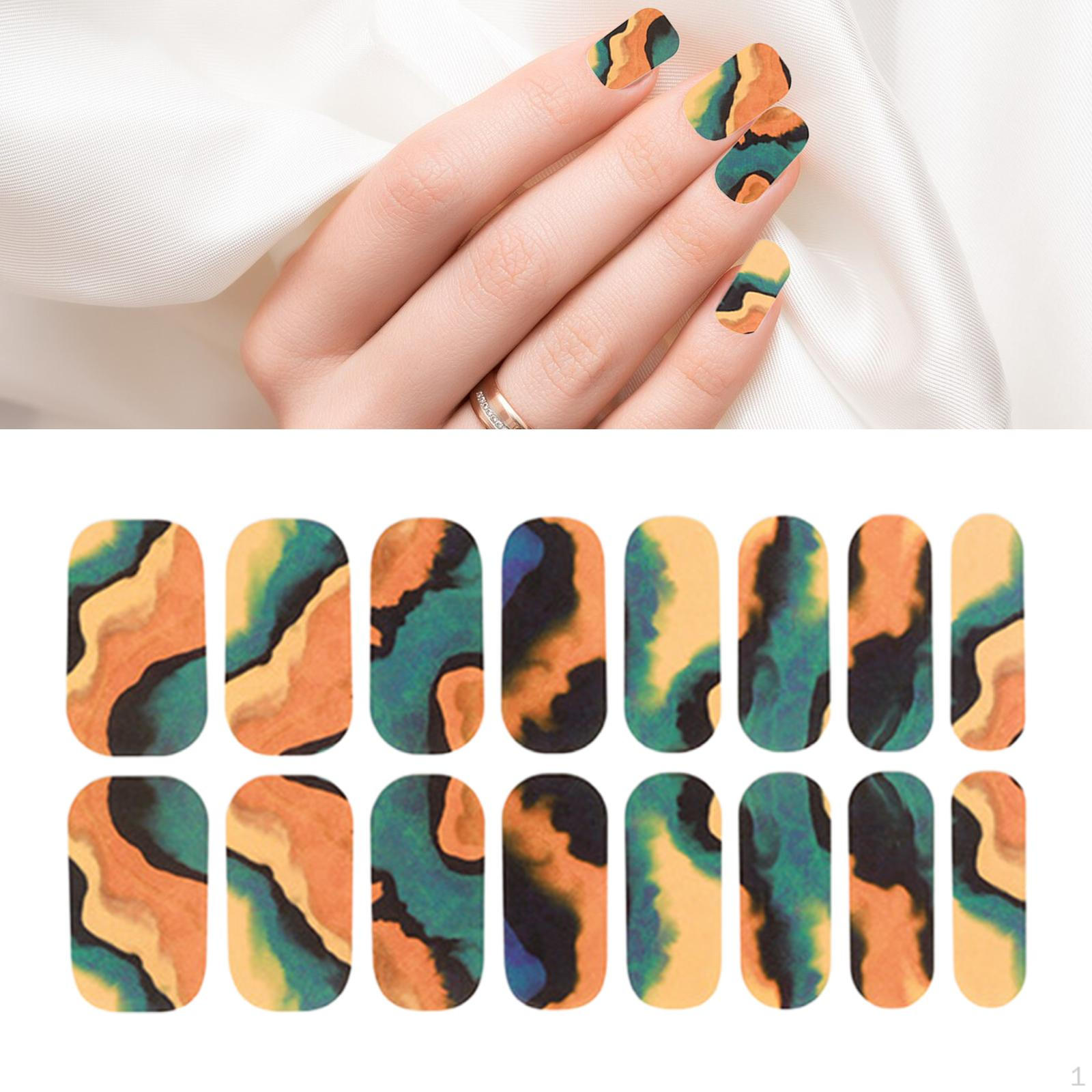 

16 штук Полные обертывания для ногтей Полуотвержденные гелевые патчи Полоски Colorful