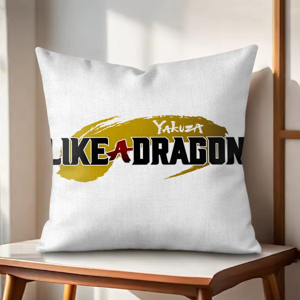 YYakuza Like a Dragon Cushion Cover Natural Linen Organic Fabric DoubleSided Printing Couch Pillow Covers Home Decor