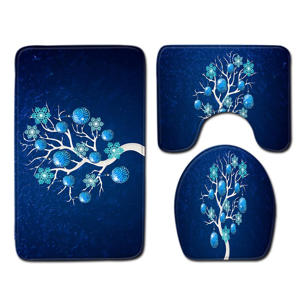 

Рождественский коврик для ванной, туалетный трехпредметный набор 45cmx75cm