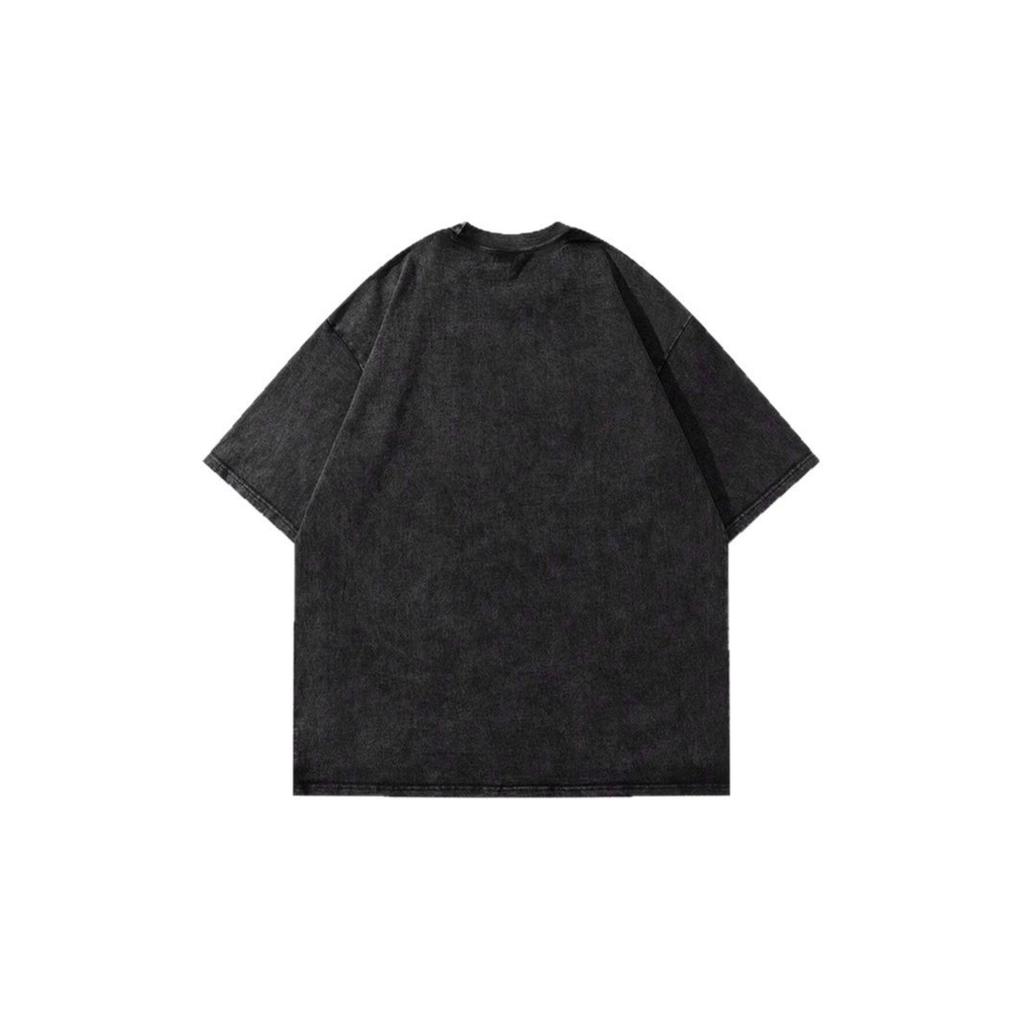 Summer Men's Loose Heavy T-shirt Short-sleeved Retro Old Hip-hop Street Casual Cartoon Printed Top