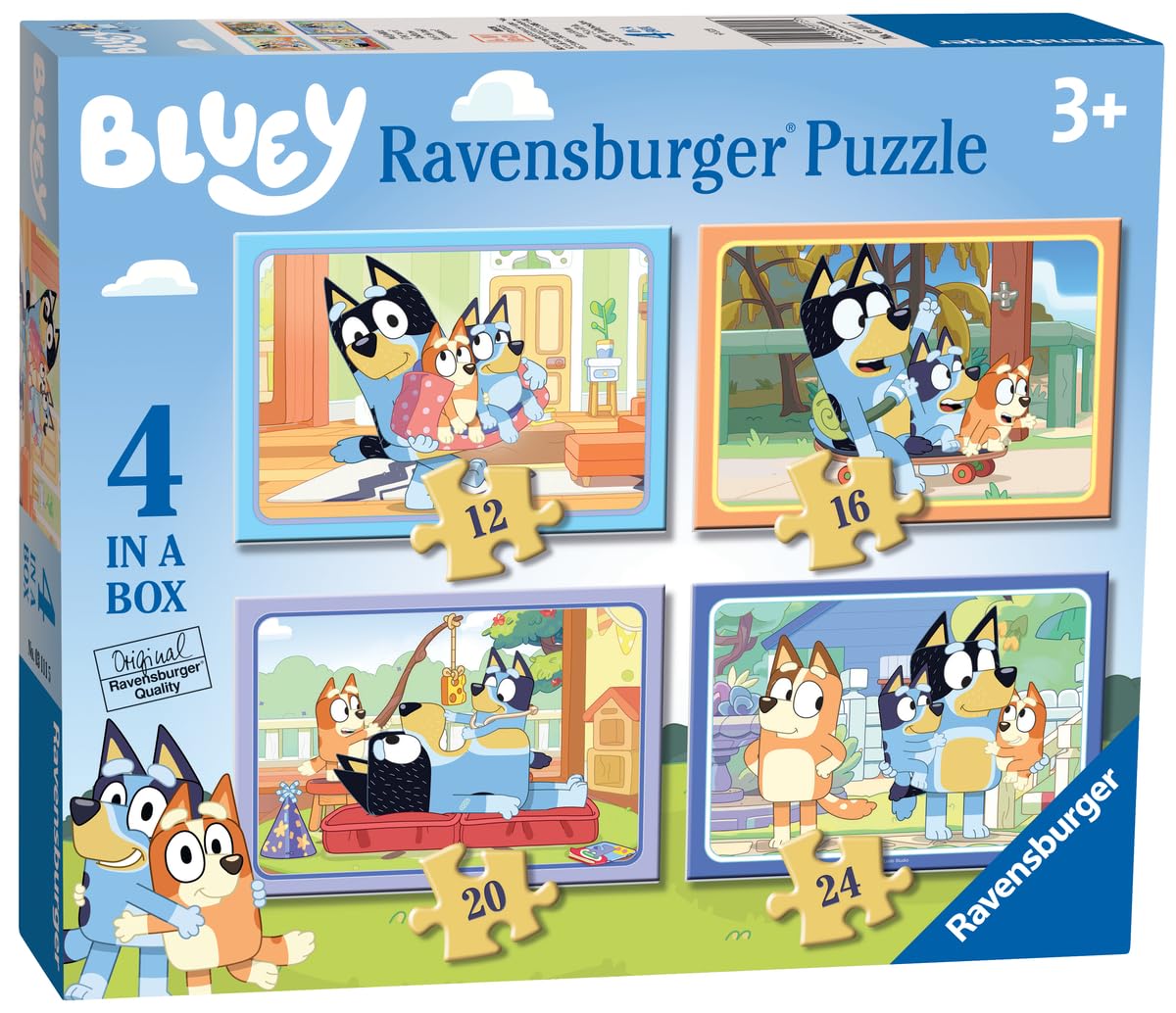 

Ravensburger Bluey 4 в коробке 24 пазла для детей от 3 лет - (12, 16, 20, Штук)