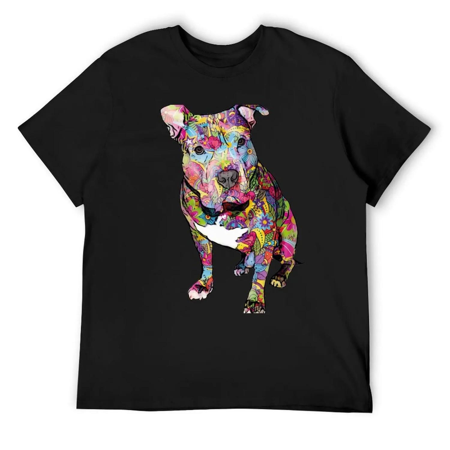 Colorful Pitbull - Peace love and pitbulls T-Shirt XXXXXL чёрный