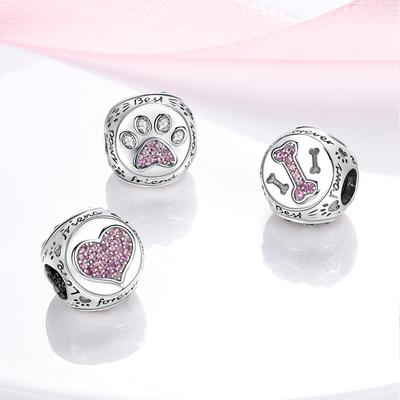 Charms Coppercute Claw Bone Heart-Shaped Beads Fit Charms Plataoriginal Bracelet Beads Women Jewellery Making Diy Gift
