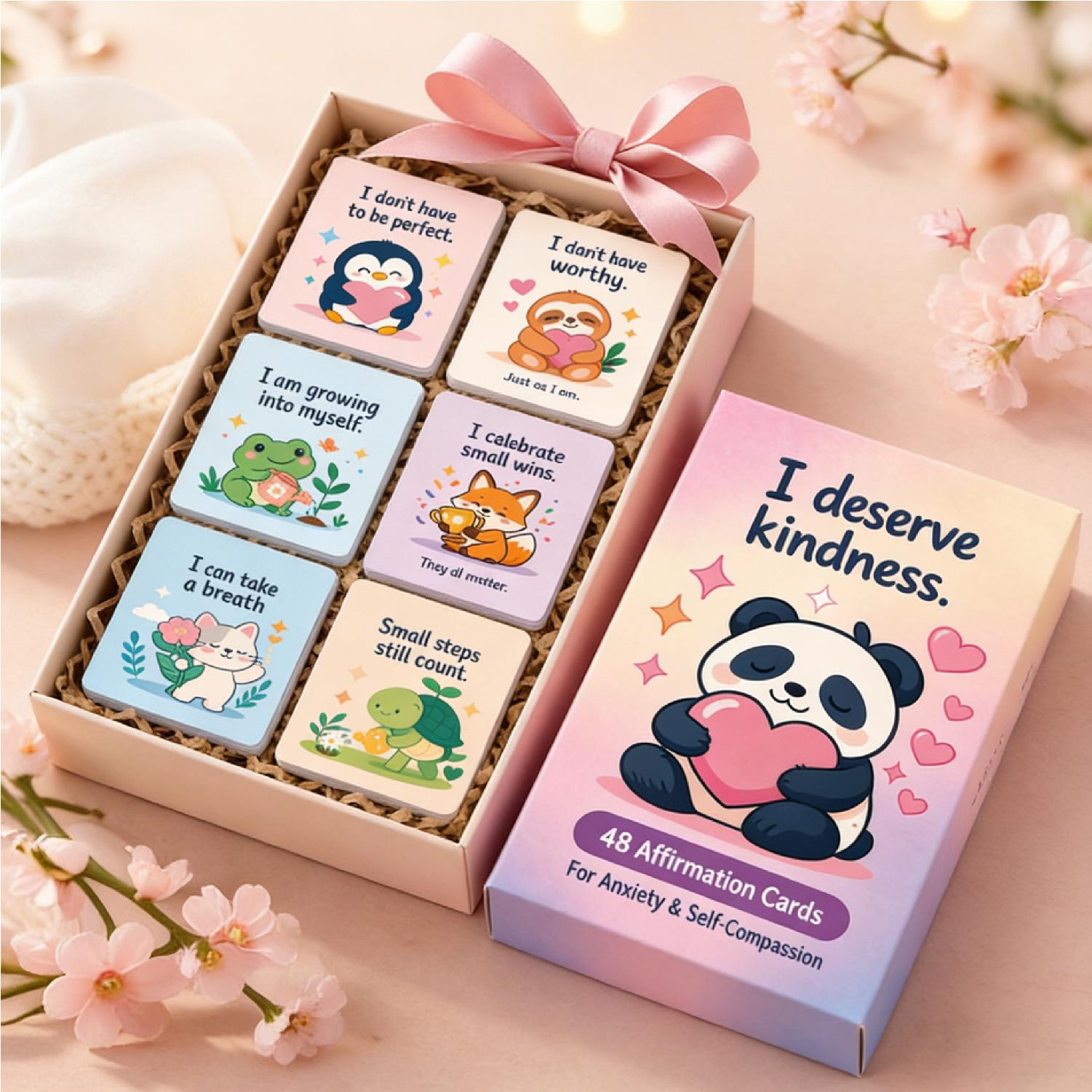 48pcs Affirmation Cards for Kids, Inspirational Positive Mindfulness Emotional Encouragement Cards