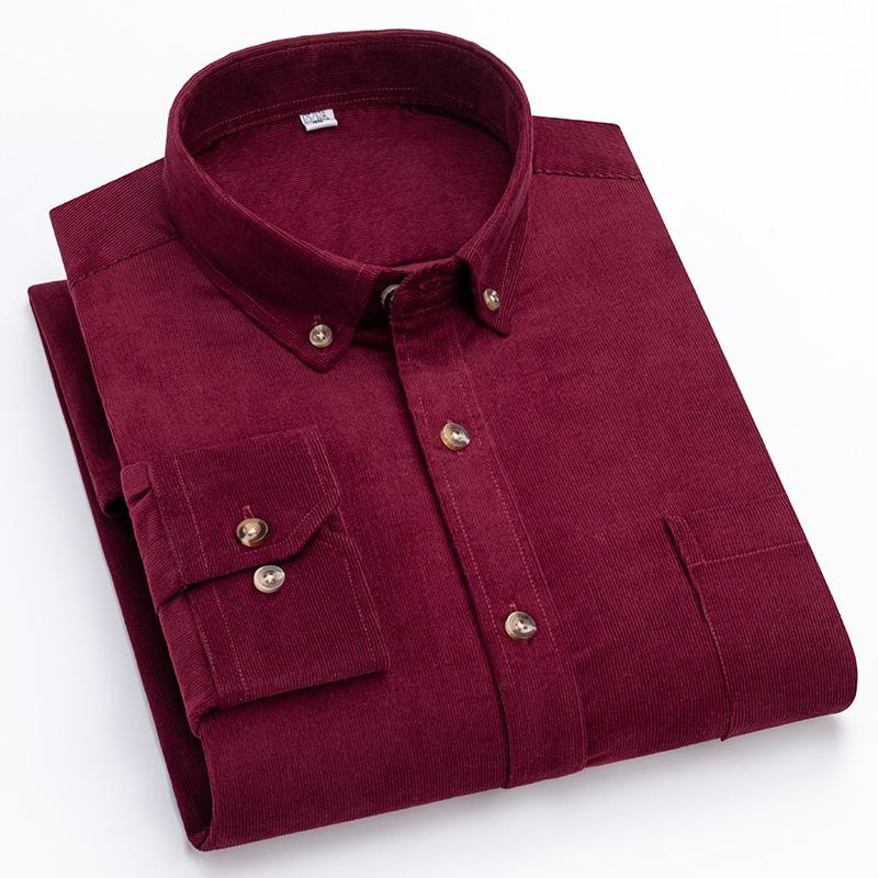 Winterhemd aus 100 % Baumwolle, Cord, für Herren, warm, langärmelig, normale Passform, pflegeleicht, bequem, für Herren, Büro, Outdoor, Kleidung, solide