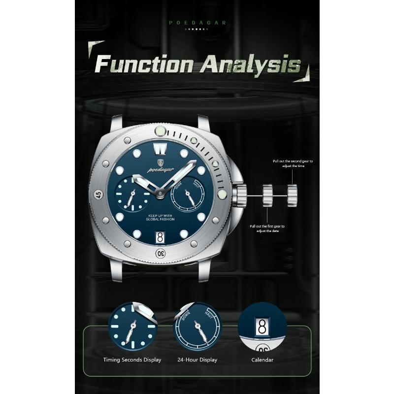 POEDAGAR High Quality Watches for Man Waterproof Luminous Date Exquisite Men Clock Nylon Leather Quartz Fashion Wristwatch
