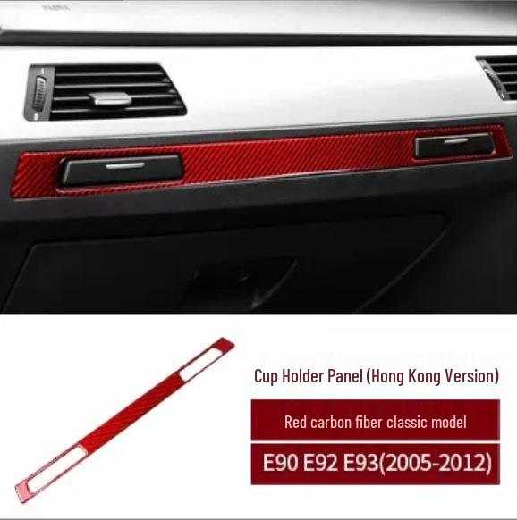 BMW E90/E92/E93 Seria 3 Wykończenie Wnętrza z Włókna Węglowego na Konsolę i Uchwyt na Kubek.