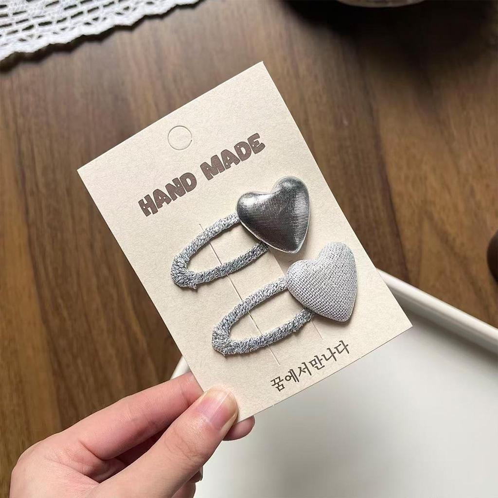 Korean Silver Hairpin: Gentle, Stylish Art BB Clip for Girls - High-Grade Leather Children's Bangs Clip