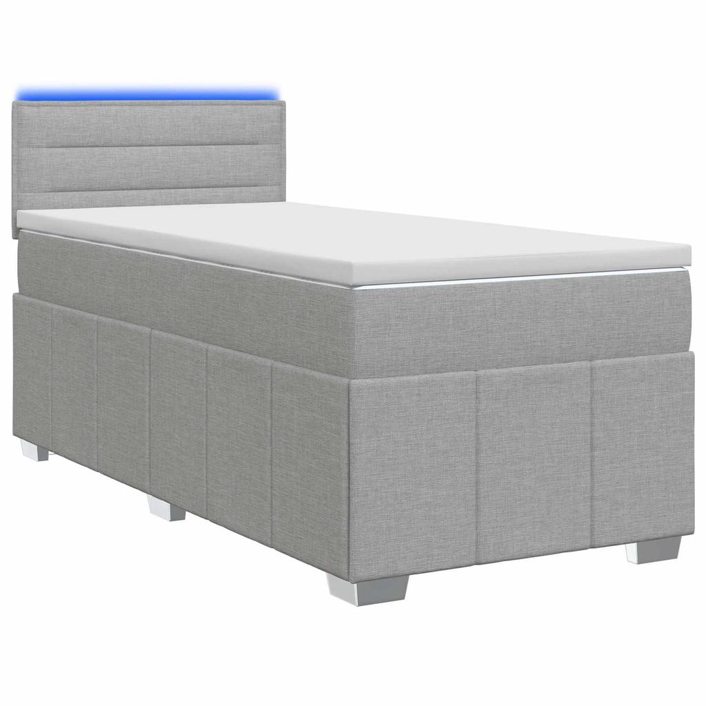 Box Spring Bed with Mattress Light Gray 80 X 200 Cm Fabric