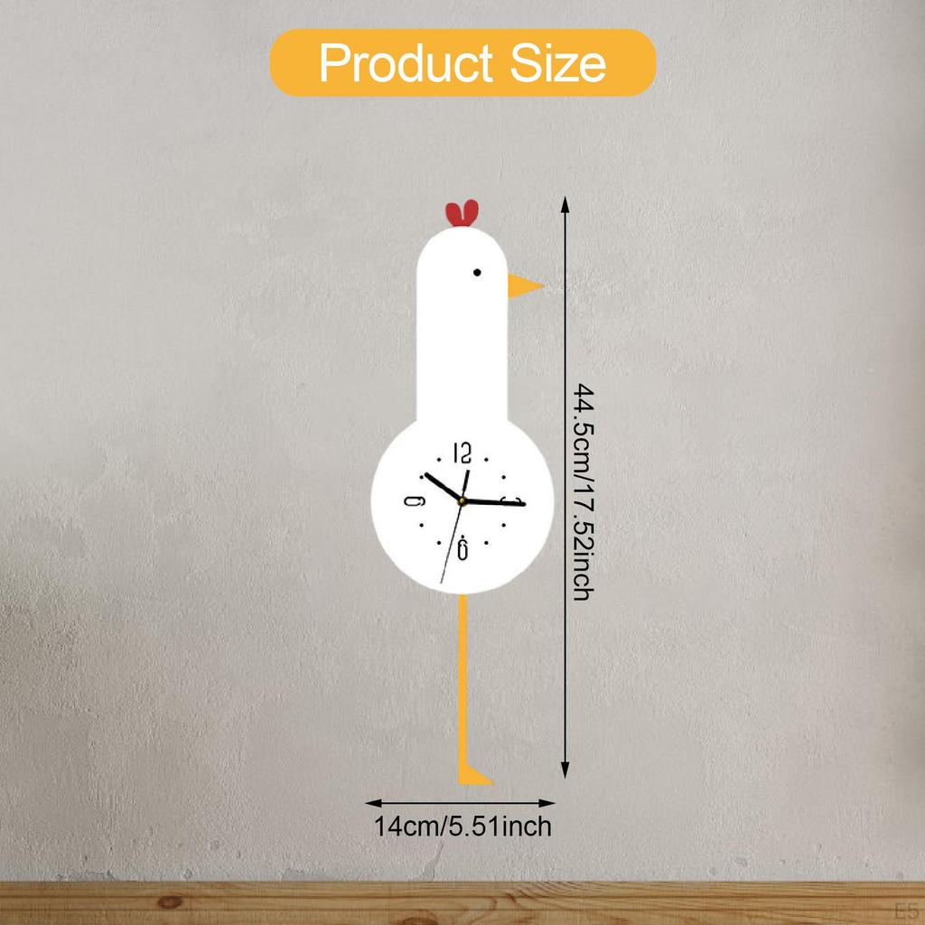 Chick Wall Clock with Swing Foot Pendulum Hanging Decor for Classroom