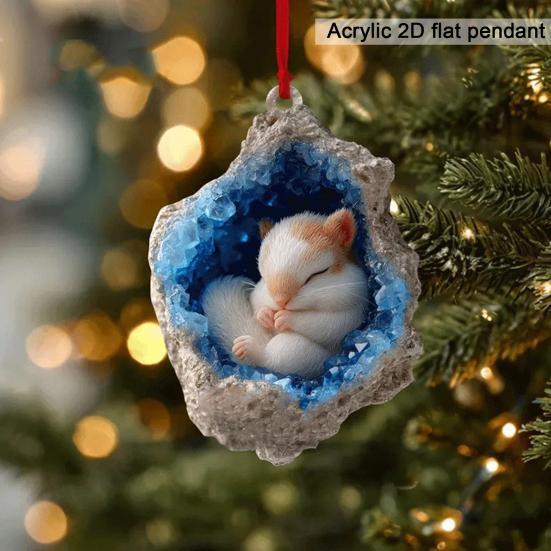 Forest Animal Ornaments 2D Acrylic Hanging Decor with Owl Squirrel Rabbit Designs Indoor Outdoor Christmas Tree Decoration