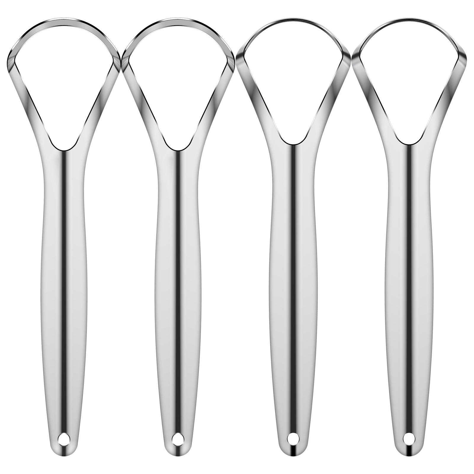 4Pcs Tongue Scraper Stainless Steel Tongue Cleaners Wide Head Tongue Cleaner Tool Reduce Bad Breath Tongue Scraper for family