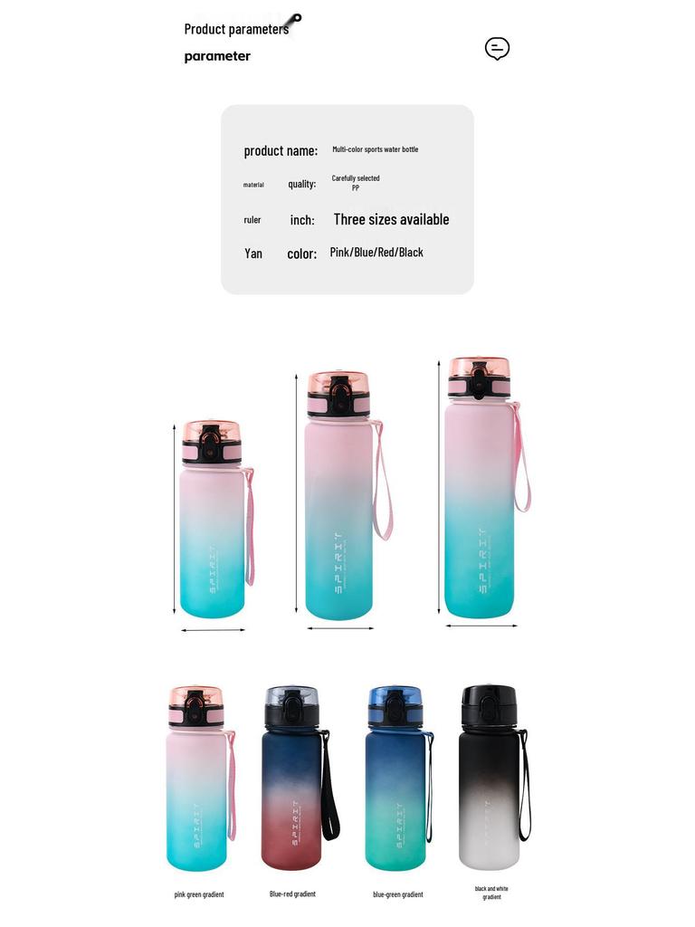 Gradient Frosted Water Bottle with Free Shipping - Large Capacity, Portable Sports Cup for Men and Women