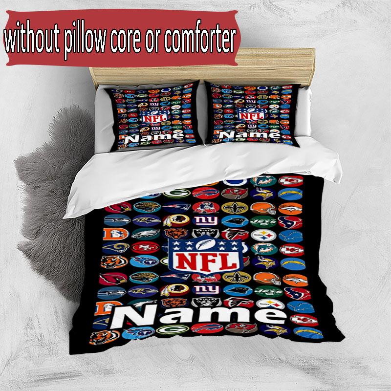 3pcs Duvet Cover Set (1*Duvet Cover + 2*Pillowcase, Without Core), Custom Name NFL Pattern Bedding Set, Home Bedroom Decor Gift