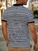 [Print Design - Not Textured] Men'S Outdoor Short Sleeve Polo Shirt, Multi-Size Available, Men'S Collared Polo, Geometric Print Men'S Top, Slim Fit