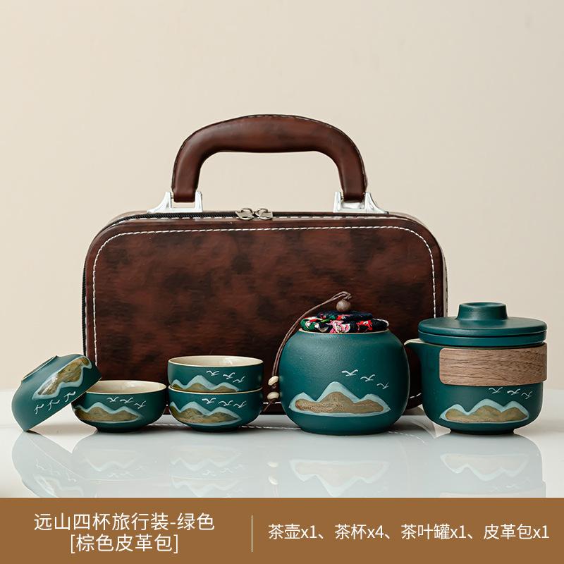 Outdoor camping tea making Yanhe Aoyama bird travel tea set activities business meeting souvenir