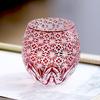 Handmade Edo Kiriko round Curved Rocks Glass Tumbler Colorful Japanese Style Whiskey Glasses with Gift Box for Cocktail Lovers