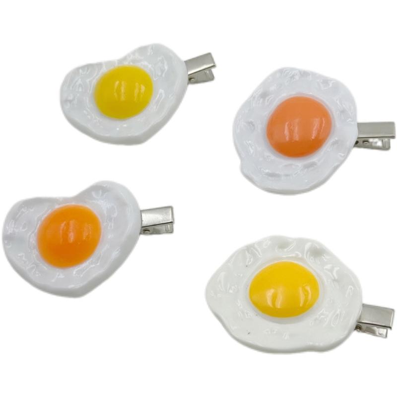 Cute Fried Egg Heart Hair Clip Creative Accessory For Women Girls Party Daily Use