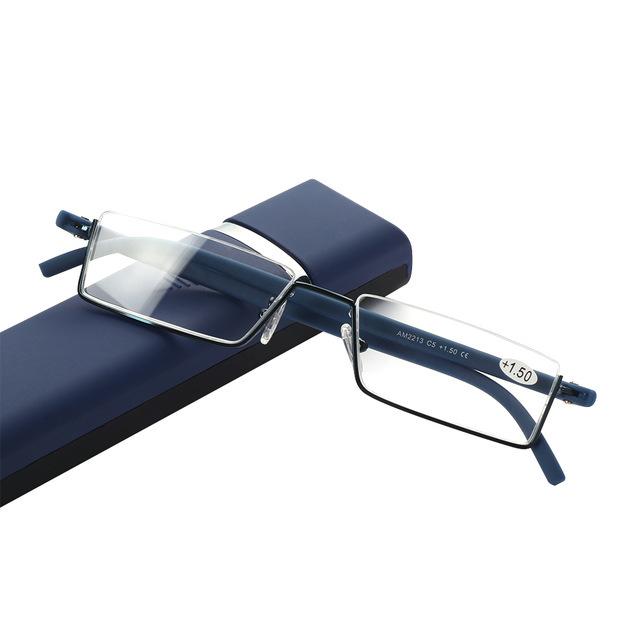IENJOY TR90 Reading Glasses Anti-Blue Light Reading Glasses Men Half Frame Prescription Eyeglasses Male Eyewear With Case1.0-4.0