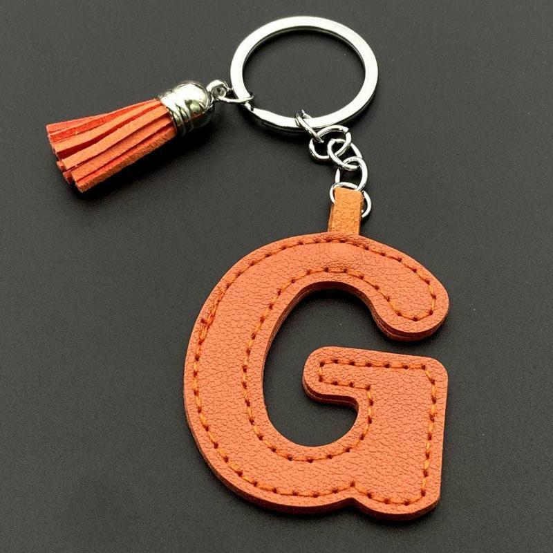 26 Initial English Letter Pu Leather Tassel Pendant Key Chain Bag Charm Women Birthday Gift