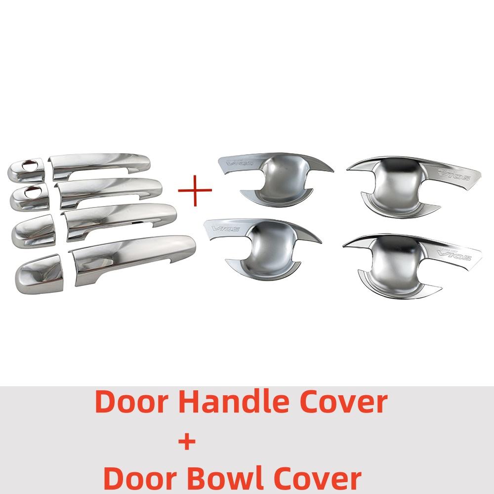 Door Bowl Handle Cover For Toyota Vios 2014 2015 2016 2017 Cars Accessories Styling Chrome Silver Exterior Car Decoration